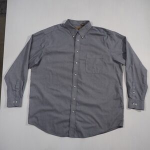 Roundtree Yorke Gold Label Shirt Mens 2XT Blue Houndstooth Long Sleeve Button